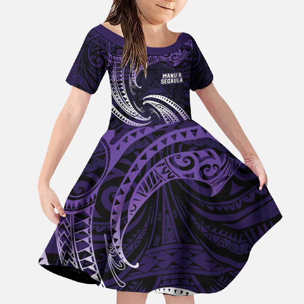Manua Segaula American Samoa High School Personalized Family Matching Short Sleeve Bodycon Dress and Hawaiian Shirt Polynesian Wave Style