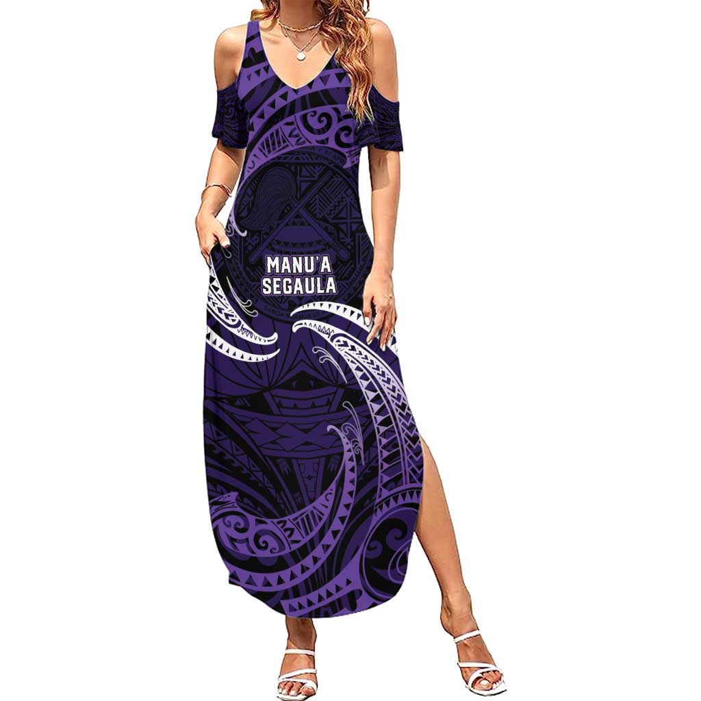 Manua Segaula American Samoa High School Personalized Family Matching Summer Maxi Dress and Hawaiian Shirt Polynesian Wave Style