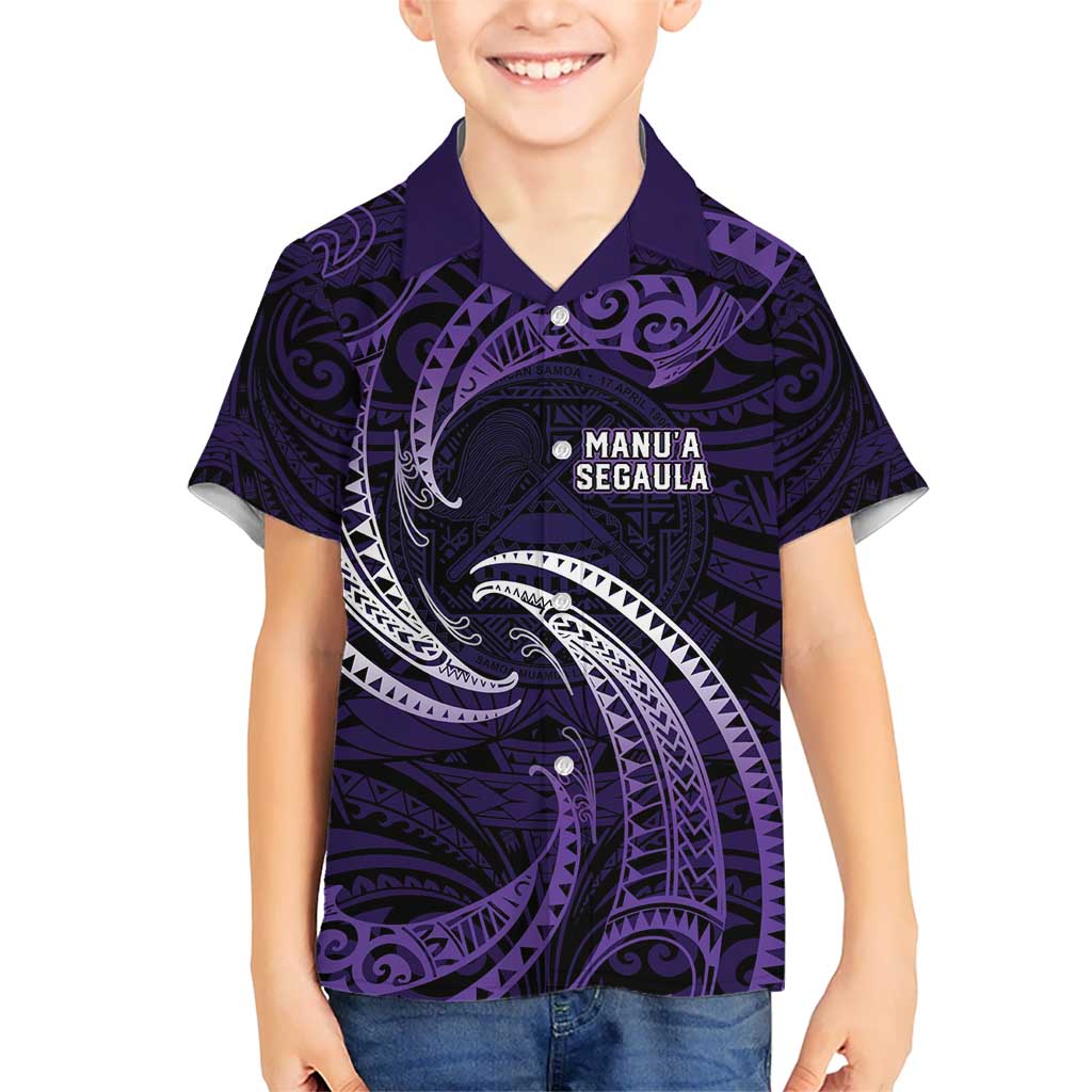 Manua Segaula American Samoa High School Personalized Kid Hawaiian Shirt Polynesian Wave Style LT9 Kid Purple - Polynesian Pride