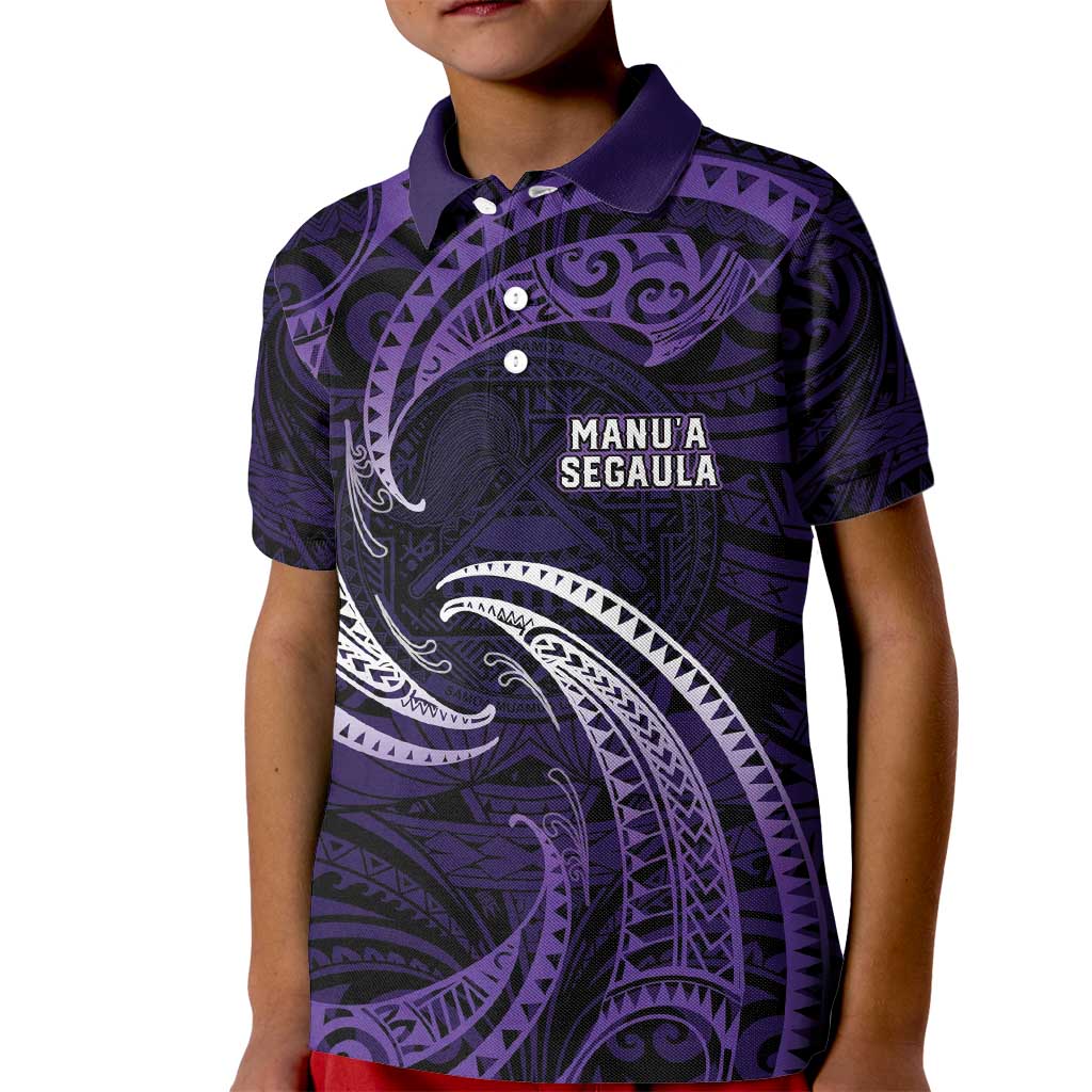 Manua Segaula American Samoa High School Personalized Kid Polo Shirt Polynesian Wave Style LT9 Kid Purple - Polynesian Pride