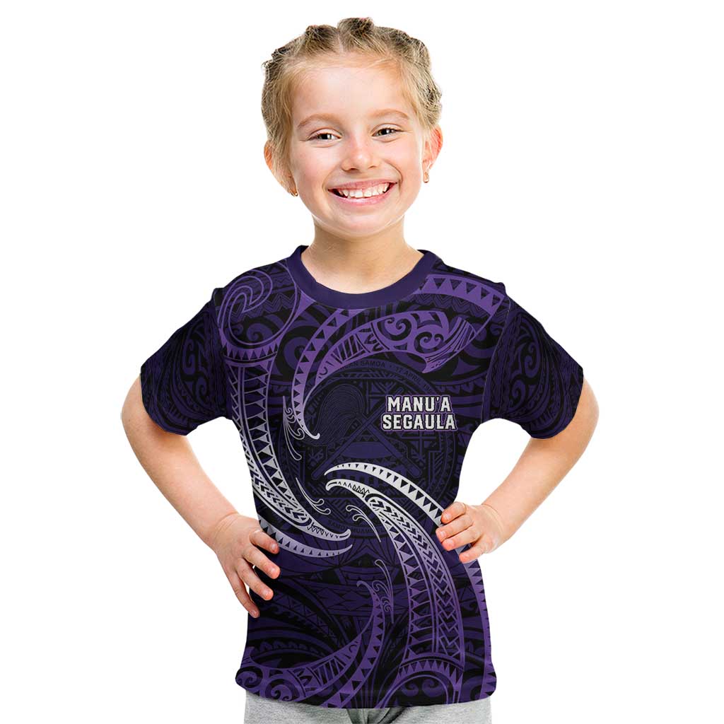Manua Segaula American Samoa High School Personalized Kid T Shirt Polynesian Wave Style LT9 Purple - Polynesian Pride