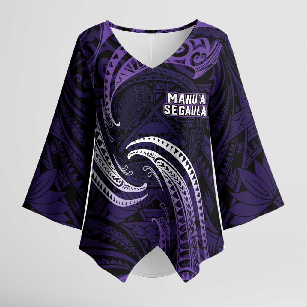 Manua Segaula American Samoa High School Personalized Kimono Sleeve Blouse Polynesian Wave Style - Polynesian Pride