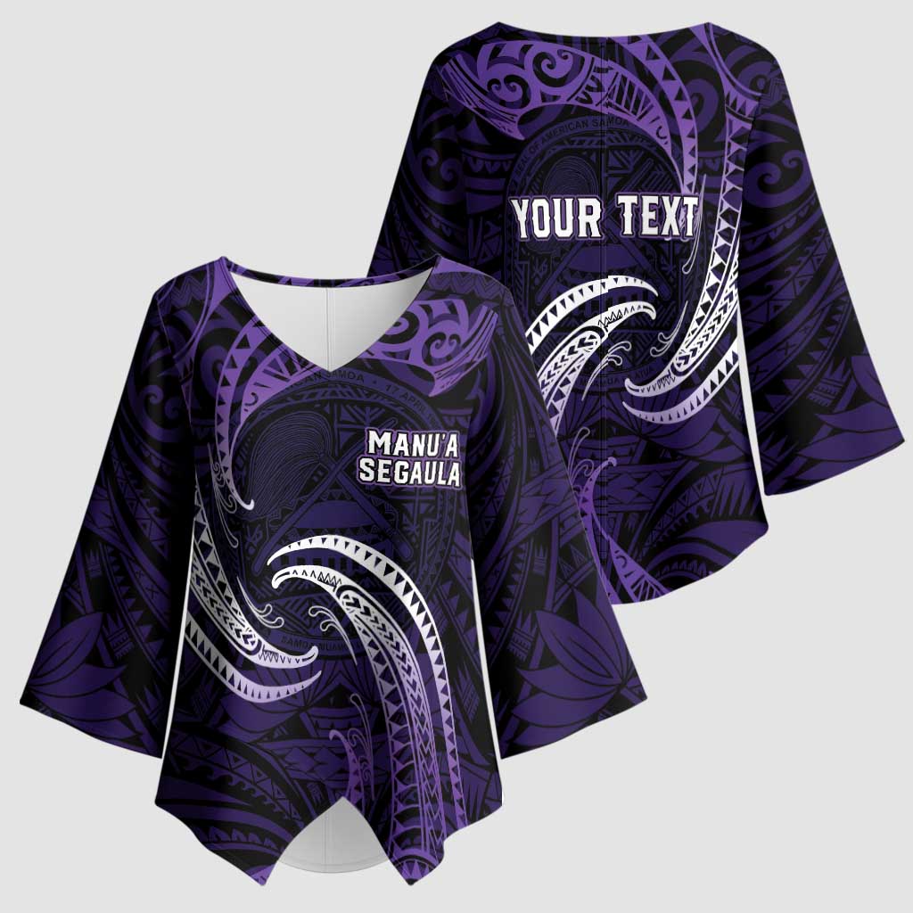 Manua Segaula American Samoa High School Personalized Kimono Sleeve Blouse Polynesian Wave Style - Polynesian Pride