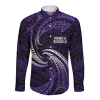 Manua Segaula American Samoa High School Personalized Long Sleeve Button Shirt Polynesian Wave Style