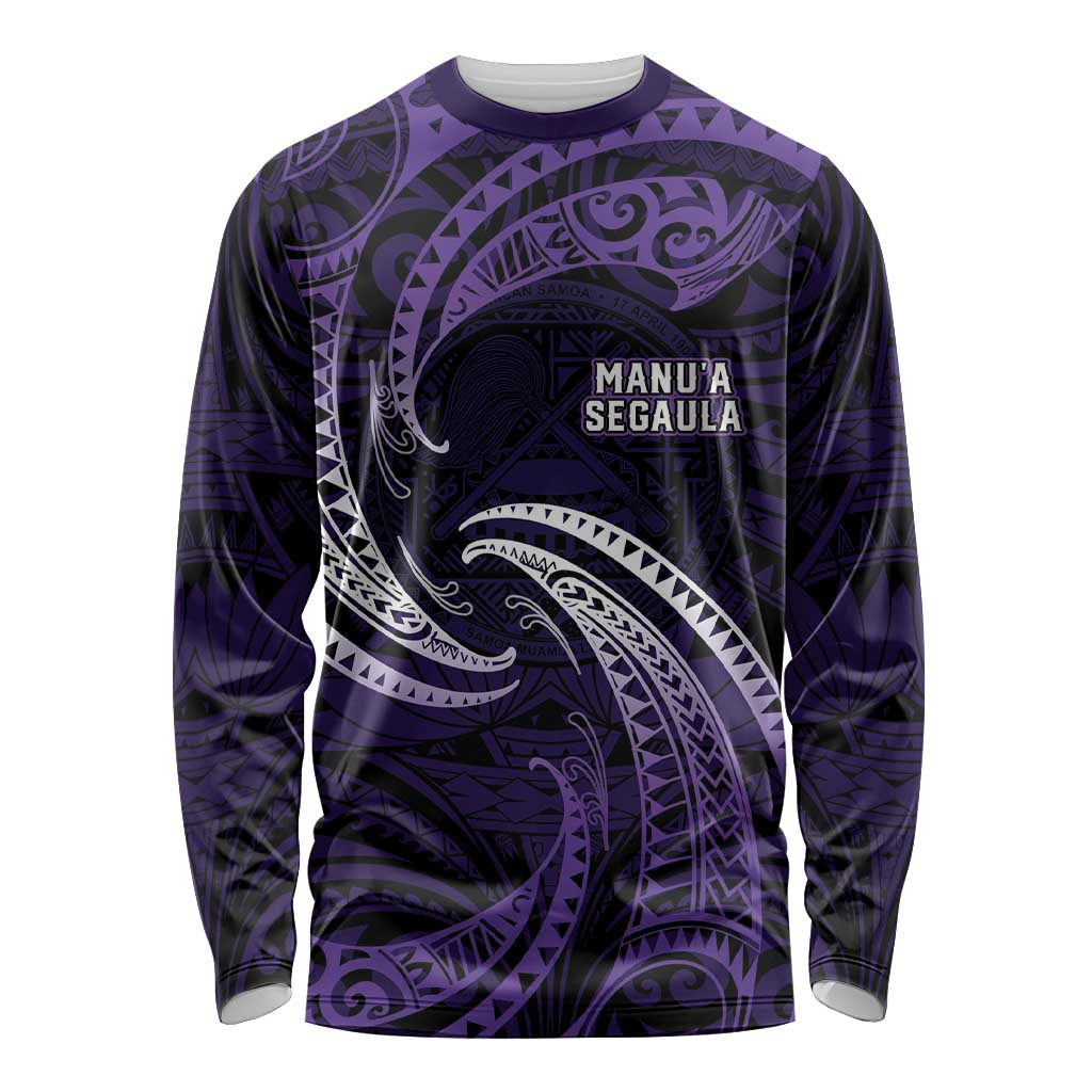 Manua Segaula American Samoa High School Personalized Long Sleeve Shirt Polynesian Wave Style LT9 Unisex Purple - Polynesian Pride