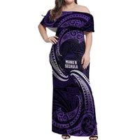 Manua Segaula American Samoa High School Personalized Off Shoulder Maxi Dress Polynesian Wave Style