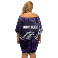 Manua Segaula American Samoa High School Personalized Off Shoulder Short Dress Polynesian Wave Style