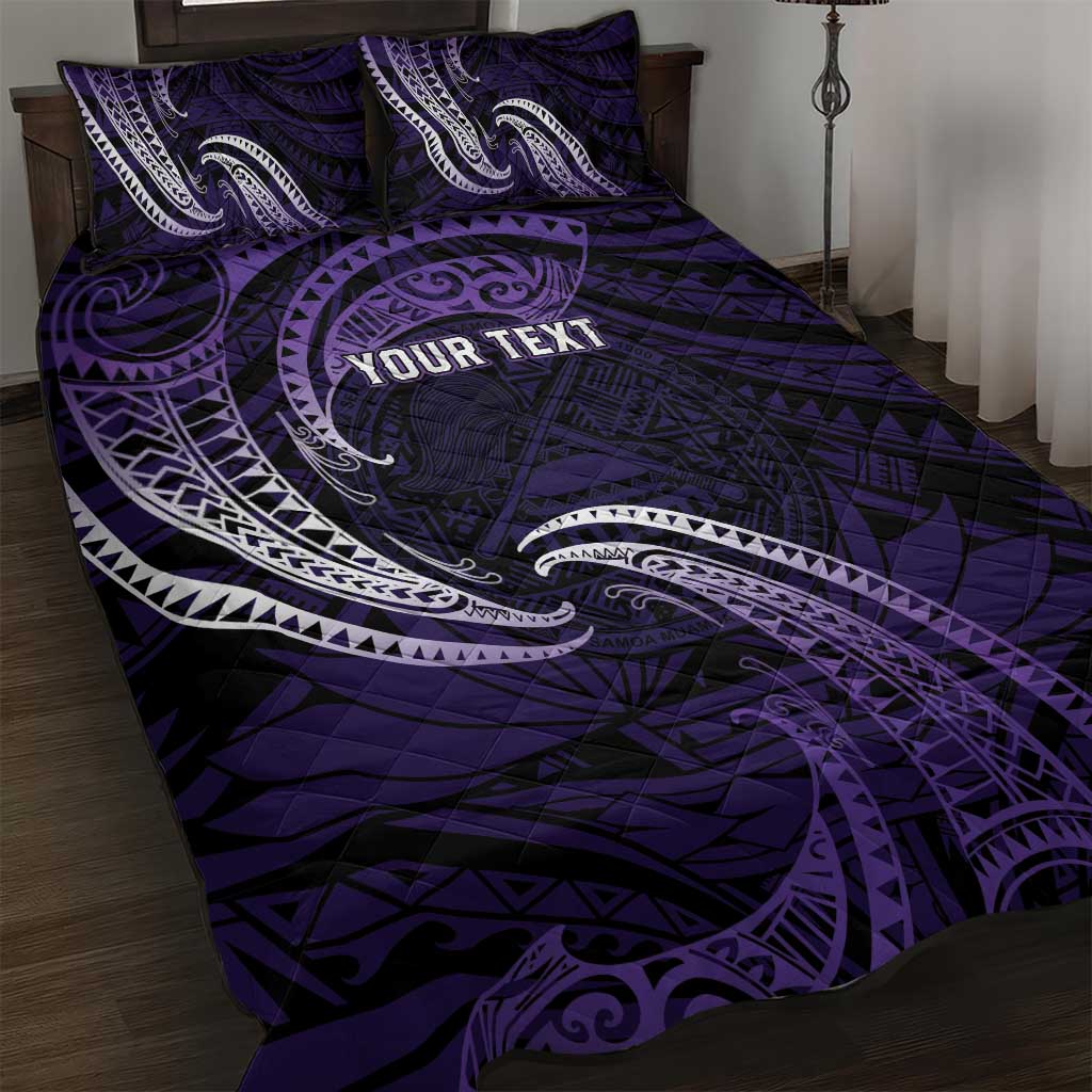 Manua Segaula American Samoa High School Personalized Quilt Bed Set Polynesian Wave Style LT9 Purple - Polynesian Pride