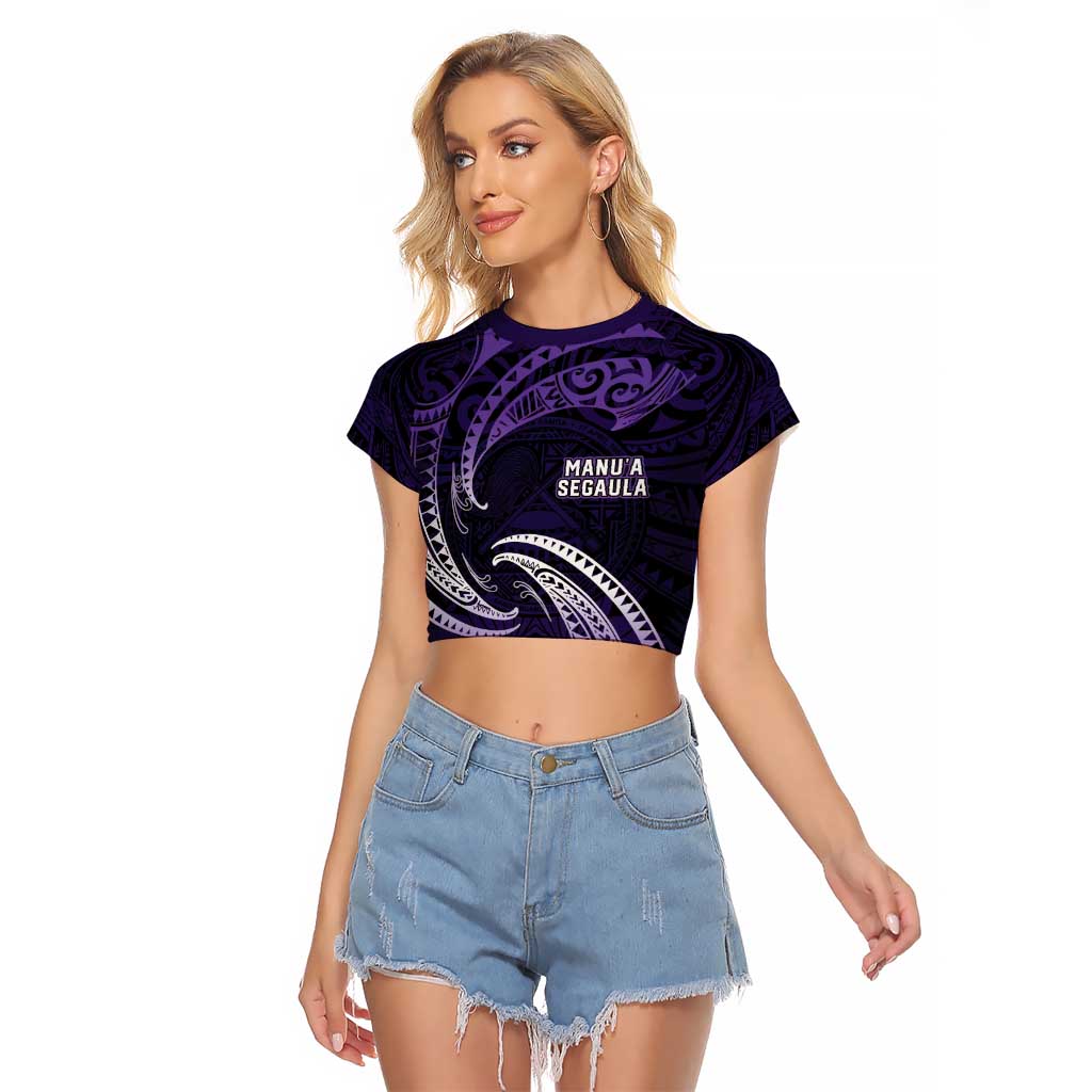 Manua Segaula American Samoa High School Personalized Raglan Cropped T Shirt Polynesian Wave Style LT9 Female Purple - Polynesian Pride