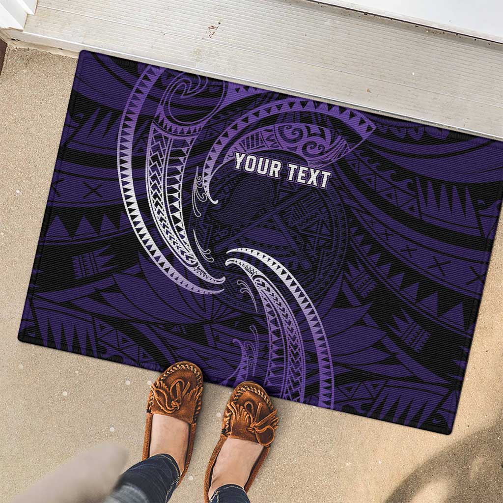 Manua Segaula American Samoa High School Personalized Rubber Doormat Polynesian Wave Style