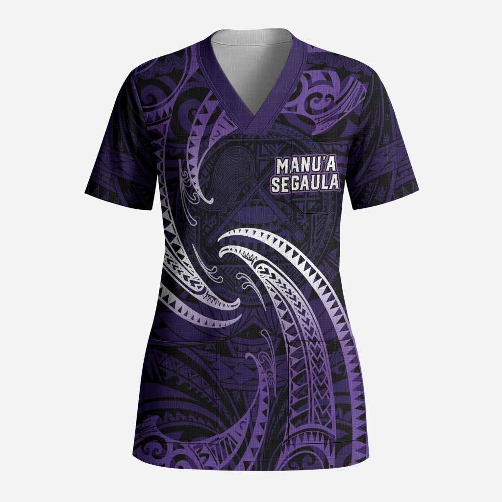 Manua Segaula American Samoa High School Personalized Scrub Top Polynesian Wave Style - Polynesian Pride