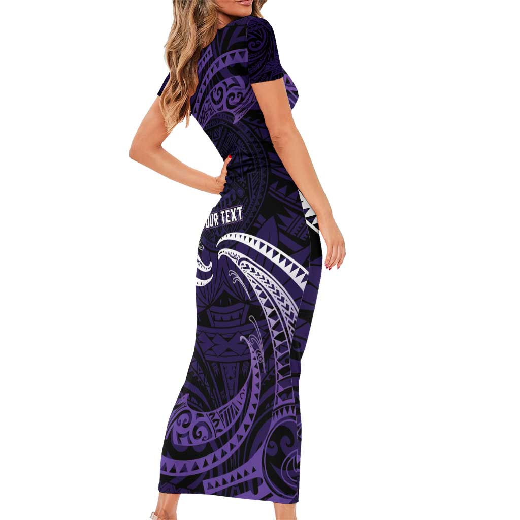 Manua Segaula American Samoa High School Personalized Short Sleeve Bodycon Dress Polynesian Wave Style