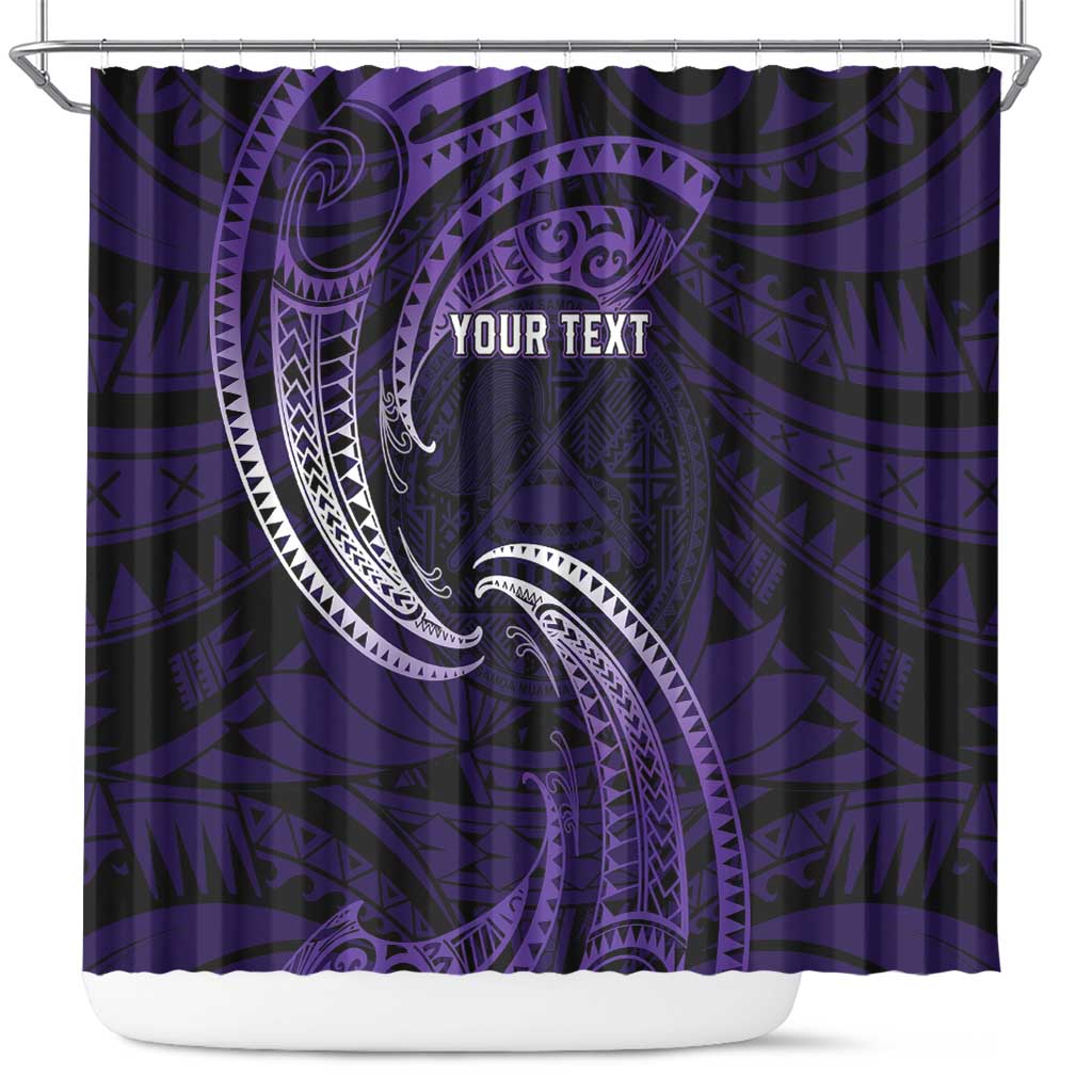 Manua Segaula American Samoa High School Personalized Shower Curtain Polynesian Wave Style LT9 Purple - Polynesian Pride