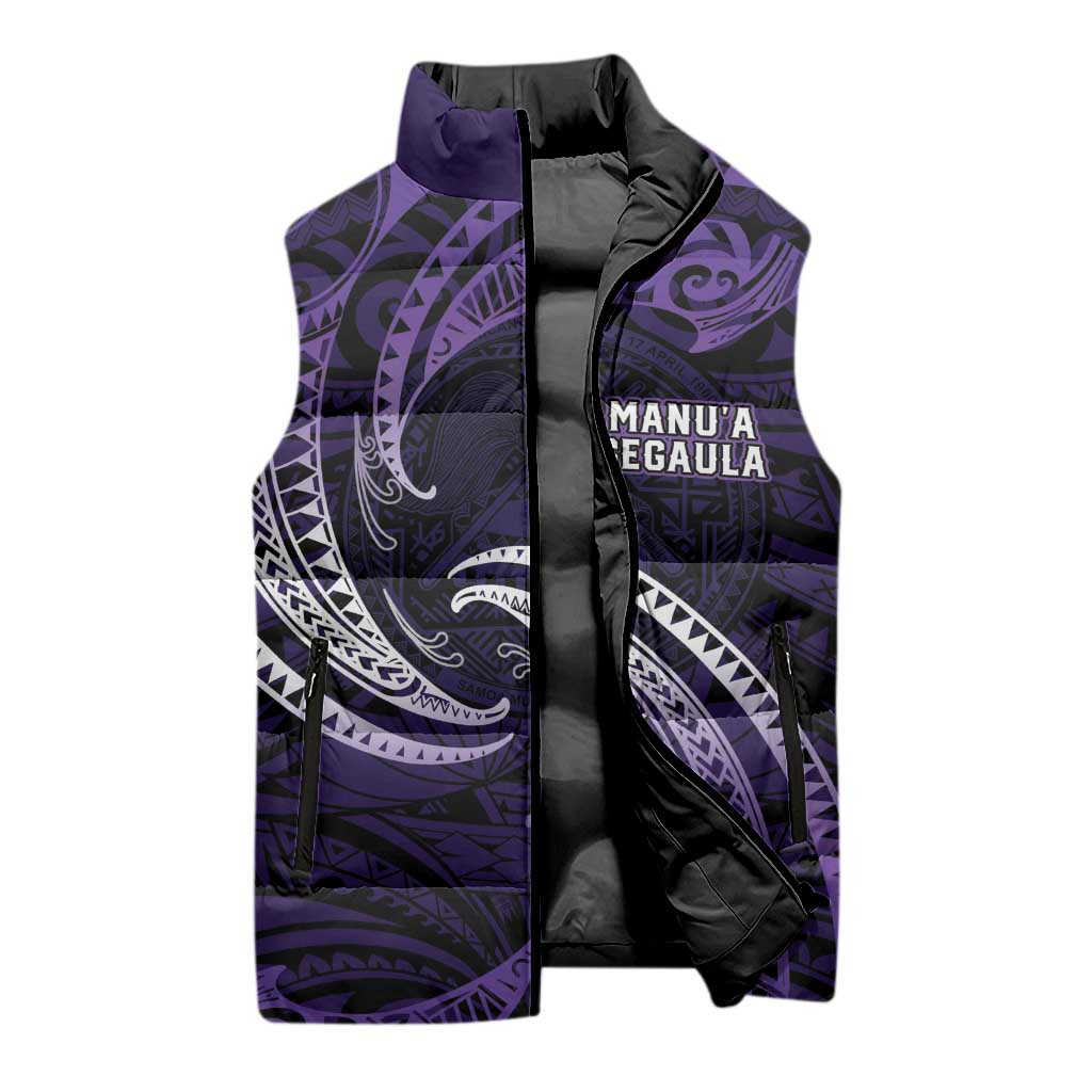 Manua Segaula American Samoa High School Personalized Sleeveless Puffer Jacket Polynesian Wave Style - Polynesian Pride
