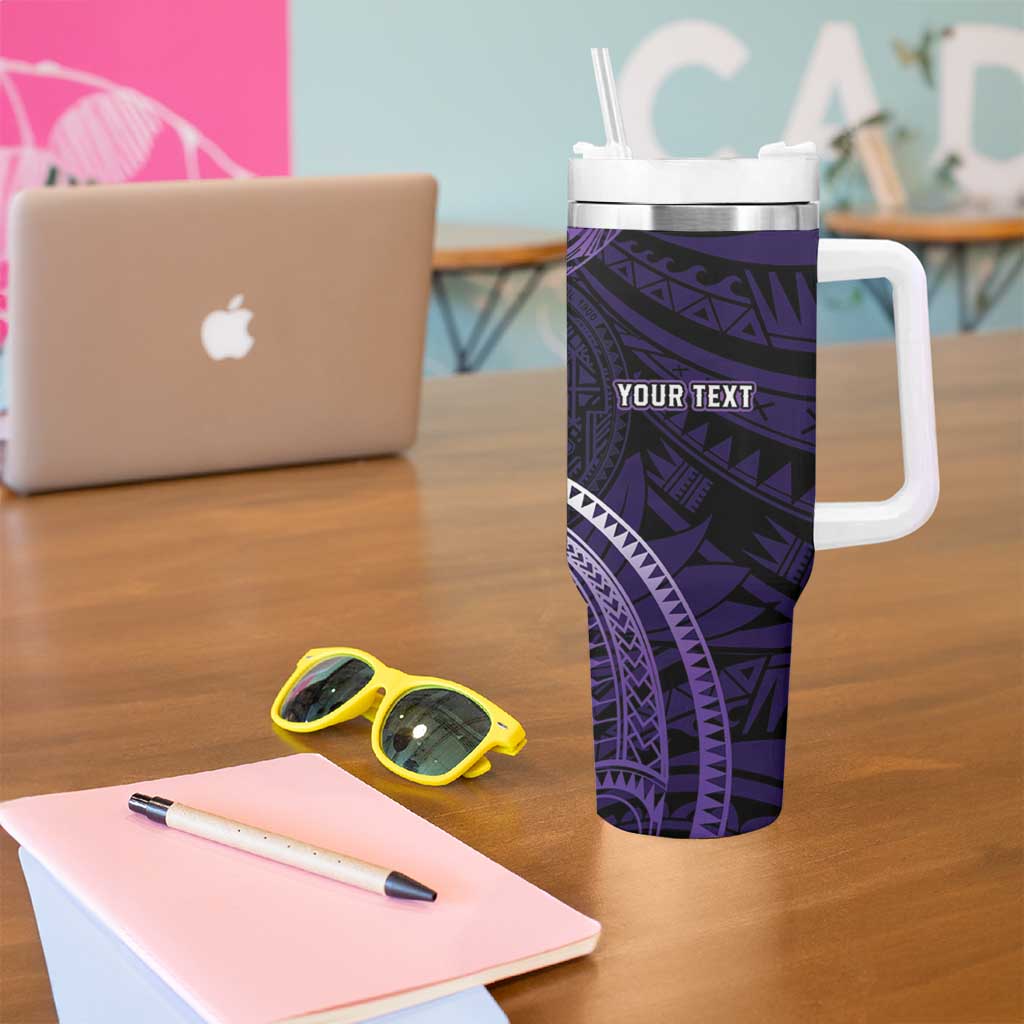 Manua Segaula American Samoa High School Personalized Tumbler With Handle Polynesian Wave Style