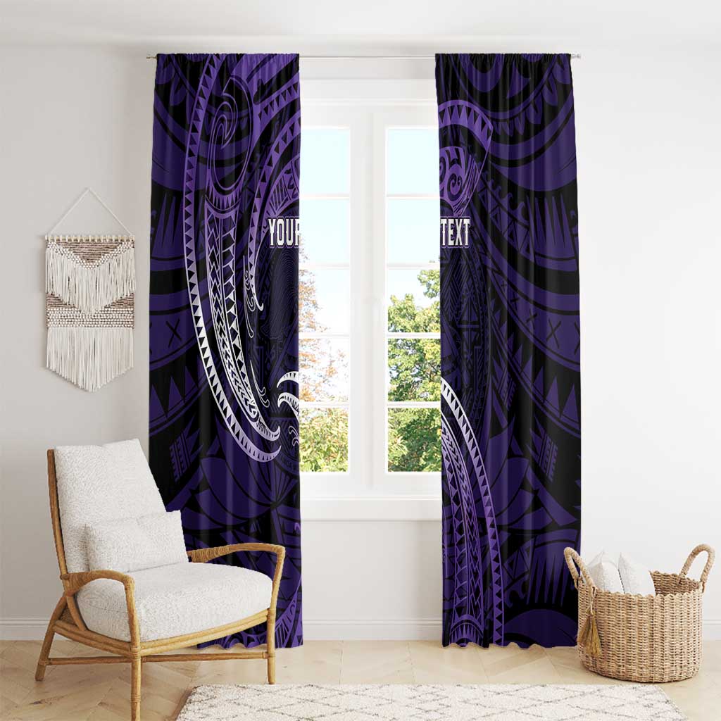 Manua Segaula American Samoa High School Personalized Window Curtain Polynesian Wave Style