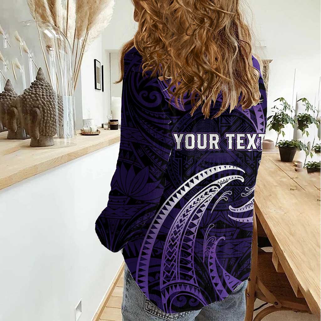 Manua Segaula American Samoa High School Personalized Women Casual Shirt Polynesian Wave Style
