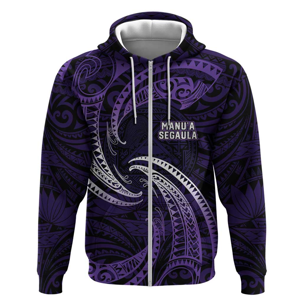 Manua Segaula American Samoa High School Personalized Zip Hoodie Polynesian Wave Style LT9 Zip Hoodie Purple - Polynesian Pride