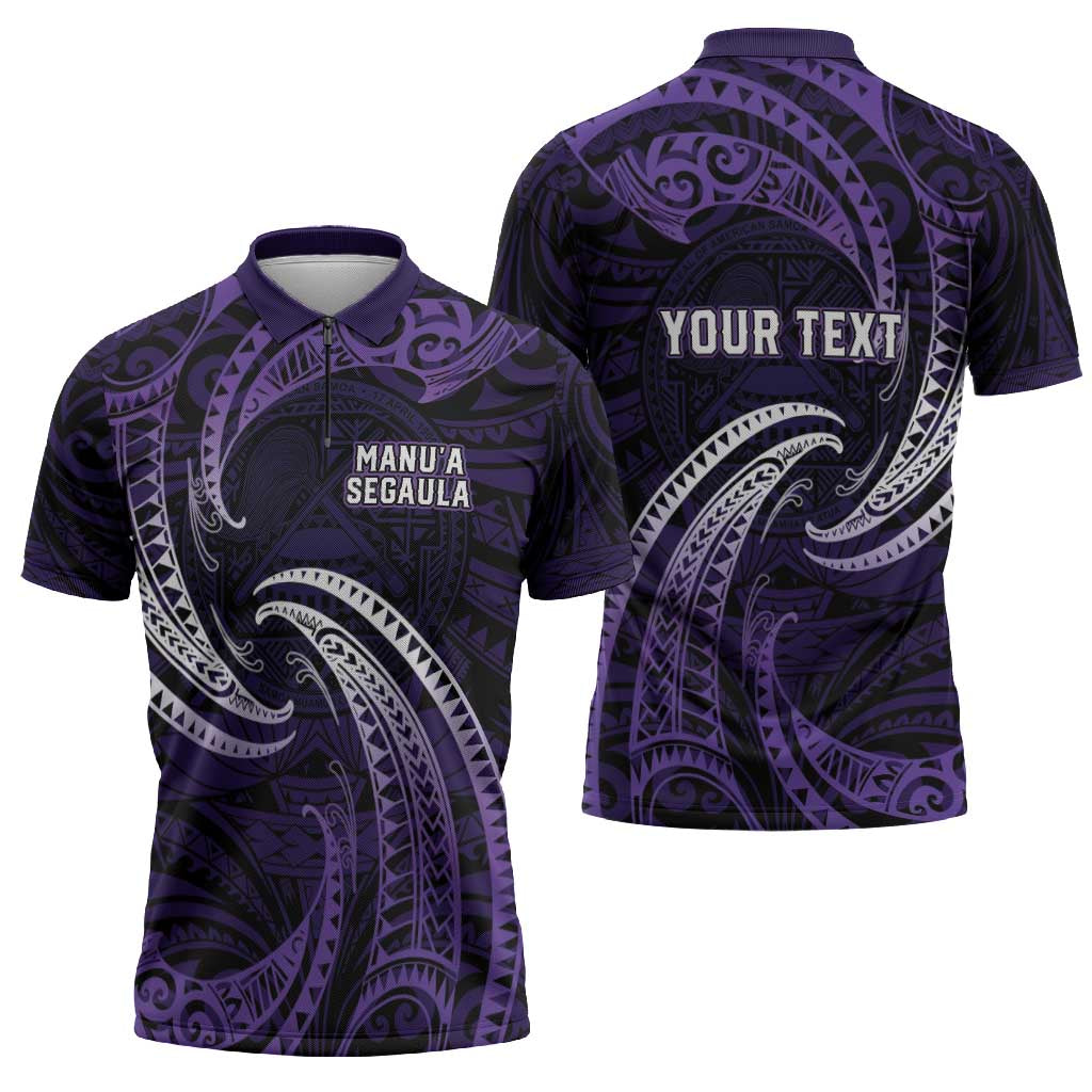 Manua Segaula American Samoa High School Personalized Zipper Polo Shirt Polynesian Wave Style - Polynesian Pride
