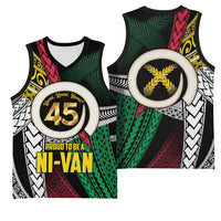 Ni-Van Vanuatu 45th Yumi Yumi Yumi Basketball Jersey Vanuatuan Boar Tusk Polynesian Pattern - Polynesian Pride
