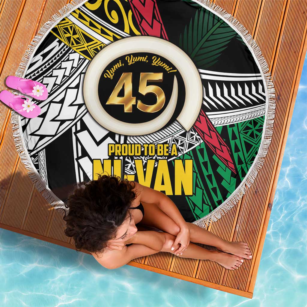 Ni-Van Vanuatu 45th Yumi Yumi Yumi Beach Blanket Vanuatuan Boar Tusk Polynesian Pattern