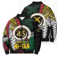Ni-Van Vanuatu 45th Yumi Yumi Yumi Bomber Puffer Jacket Vanuatuan Boar Tusk Polynesian Pattern - Polynesian Pride