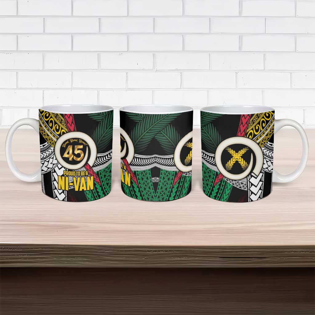 Ni-Van Vanuatu 45th Yumi Yumi Yumi Ceramic Mug Vanuatuan Boar Tusk Polynesian Pattern - Polynesian Pride
