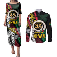 Ni-Van Vanuatu 45th Yumi Yumi Yumi Couples Matching Puletasi and Long Sleeve Button Shirt Vanuatuan Boar Tusk Polynesian Pattern
