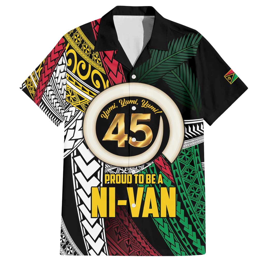 Ni-Van Vanuatu 45th Yumi Yumi Yumi Family Matching Long Sleeve Bodycon Dress and Hawaiian Shirt Vanuatuan Boar Tusk Polynesian Pattern