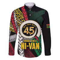 Ni-Van Vanuatu 45th Yumi Yumi Yumi Family Matching Long Sleeve Bodycon Dress and Hawaiian Shirt Vanuatuan Boar Tusk Polynesian Pattern