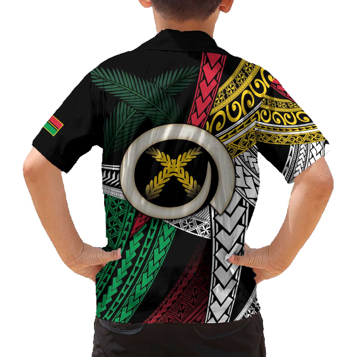 Ni-Van Vanuatu 45th Yumi Yumi Yumi Family Matching Off The Shoulder Long Sleeve Dress and Hawaiian Shirt Vanuatuan Boar Tusk Polynesian Pattern