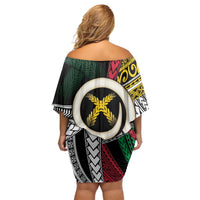 Ni-Van Vanuatu 45th Yumi Yumi Yumi Family Matching Off Shoulder Short Dress and Hawaiian Shirt Vanuatuan Boar Tusk Polynesian Pattern