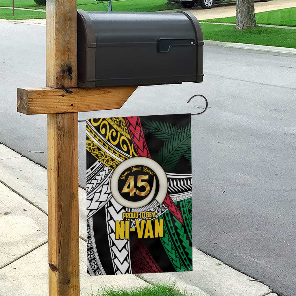 Ni-Van Vanuatu 45th Yumi Yumi Yumi Garden Flag Vanuatuan Boar Tusk Polynesian Pattern