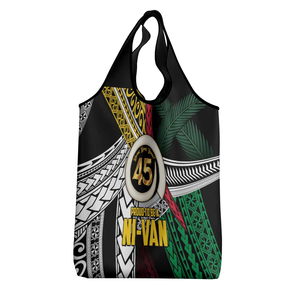 Ni-Van Vanuatu 45th Yumi Yumi Yumi Grocery Bag Vanuatuan Boar Tusk Polynesian Pattern