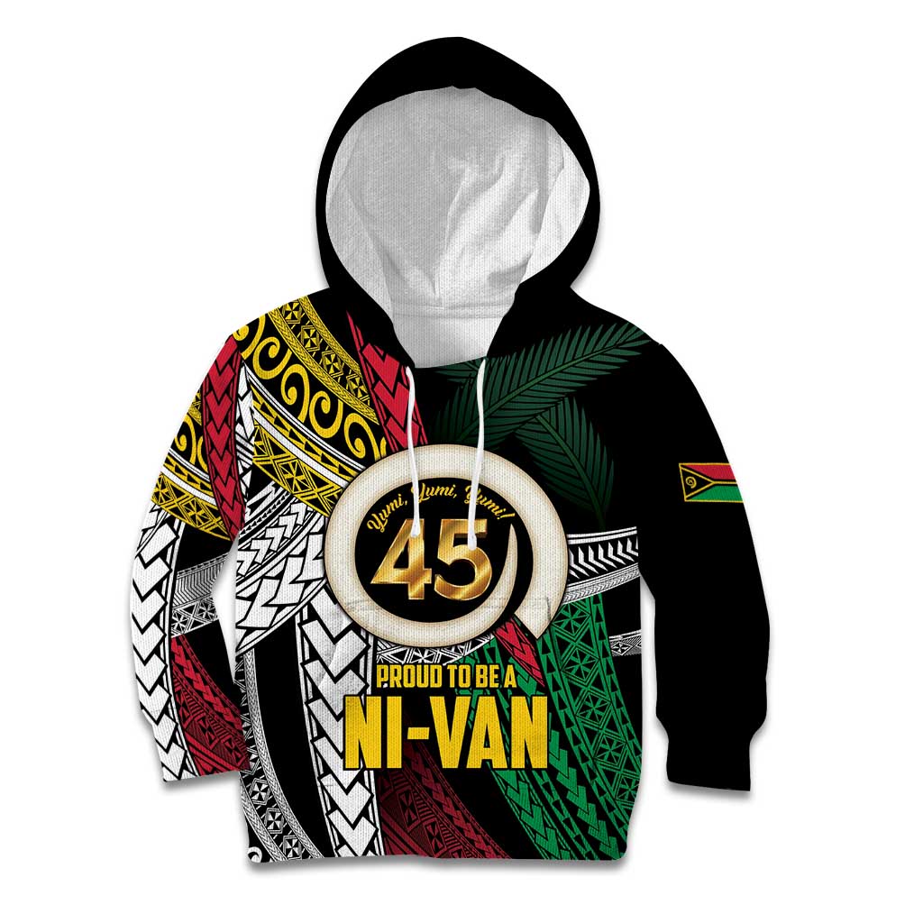 Ni-Van Vanuatu 45th Yumi Yumi Yumi Kid Hoodie Vanuatuan Boar Tusk Polynesian Pattern