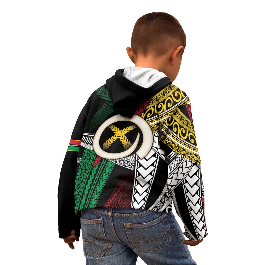 Ni-Van Vanuatu 45th Yumi Yumi Yumi Kid Hoodie Vanuatuan Boar Tusk Polynesian Pattern