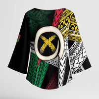 Ni-Van Vanuatu 45th Yumi Yumi Yumi Kimono Sleeve Blouse Vanuatuan Boar Tusk Polynesian Pattern - Polynesian Pride