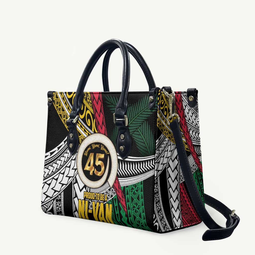 Ni-Van Vanuatu 45th Yumi Yumi Yumi Leather Bag Vanuatuan Boar Tusk Polynesian Pattern - Polynesian Pride