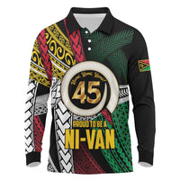 Ni-Van Vanuatu 45th Yumi Yumi Yumi Long Sleeve Polo Shirt Vanuatuan Boar Tusk Polynesian Pattern