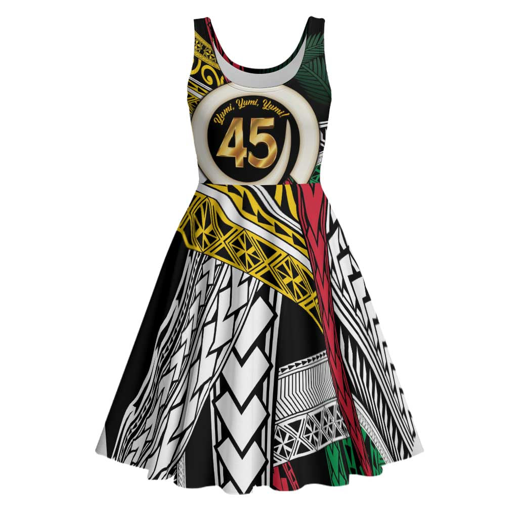 Ni-Van Vanuatu 45th Yumi Yumi Yumi Midi Dress Vanuatuan Boar Tusk Polynesian Pattern - Polynesian Pride