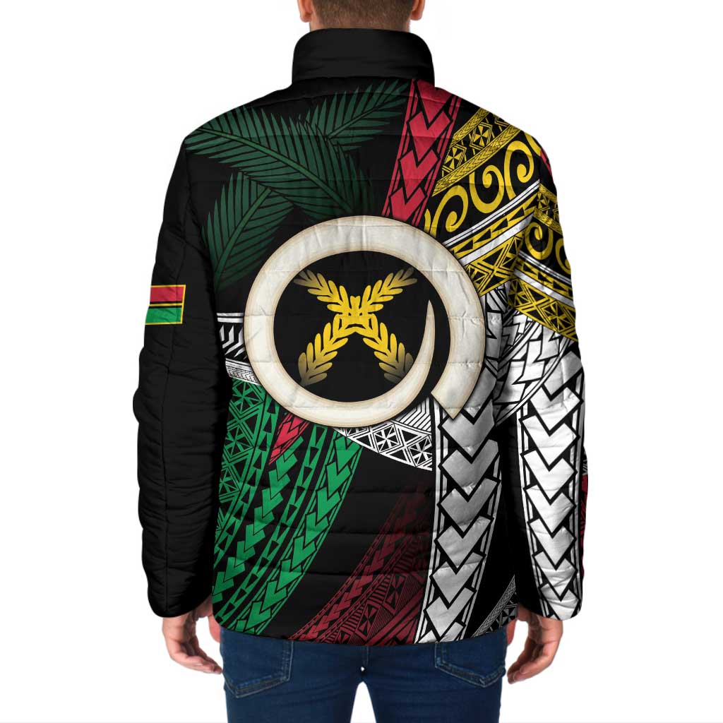 Ni-Van Vanuatu 45th Yumi Yumi Yumi Padded Jacket Vanuatuan Boar Tusk Polynesian Pattern - Polynesian Pride