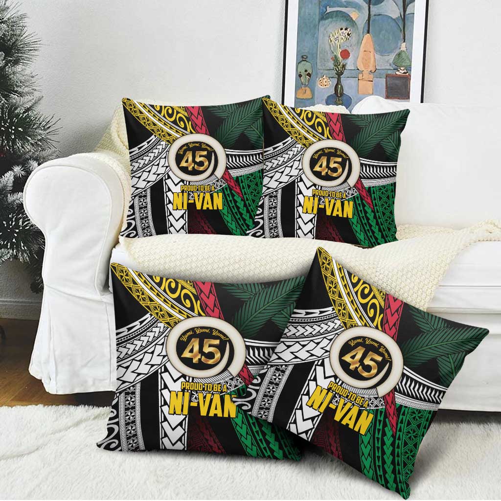 Ni-Van Vanuatu 45th Yumi Yumi Yumi Pillow Cover Vanuatuan Boar Tusk Polynesian Pattern - Polynesian Pride