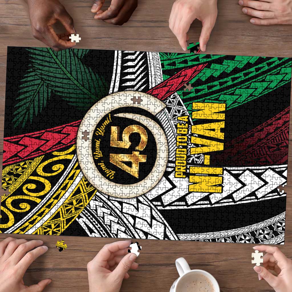 Ni-Van Vanuatu 45th Yumi Yumi Yumi Puzzle Vanuatuan Boar Tusk Polynesian Pattern - Polynesian Pride