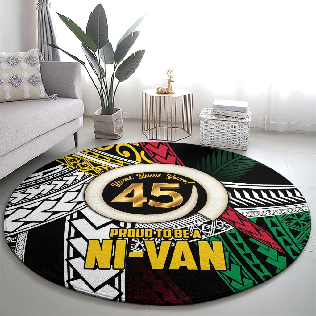Ni-Van Vanuatu 45th Yumi Yumi Yumi Round Carpet Vanuatuan Boar Tusk Polynesian Pattern