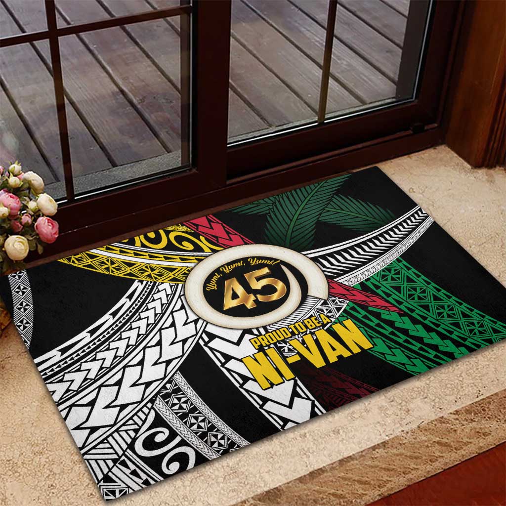 Ni-Van Vanuatu 45th Yumi Yumi Yumi Rubber Doormat Vanuatuan Boar Tusk Polynesian Pattern