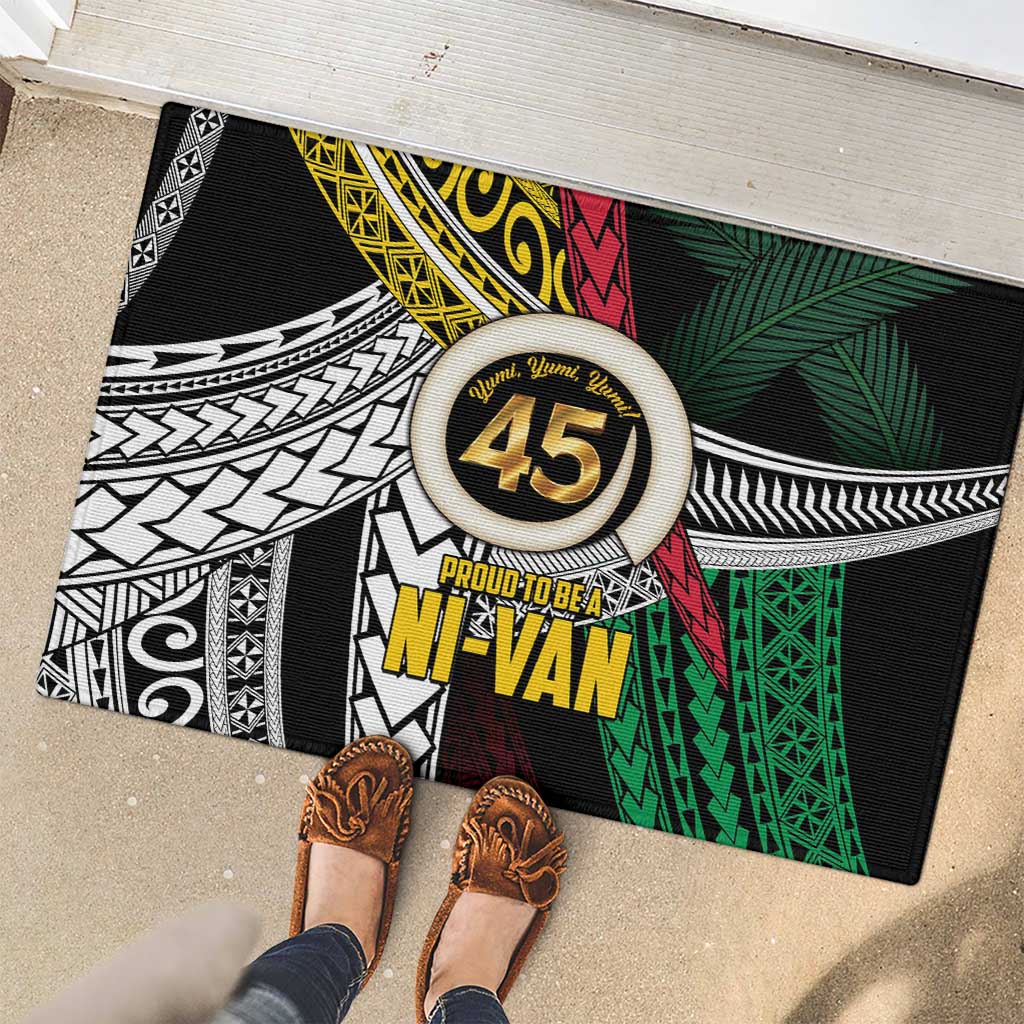 Ni-Van Vanuatu 45th Yumi Yumi Yumi Rubber Doormat Vanuatuan Boar Tusk Polynesian Pattern