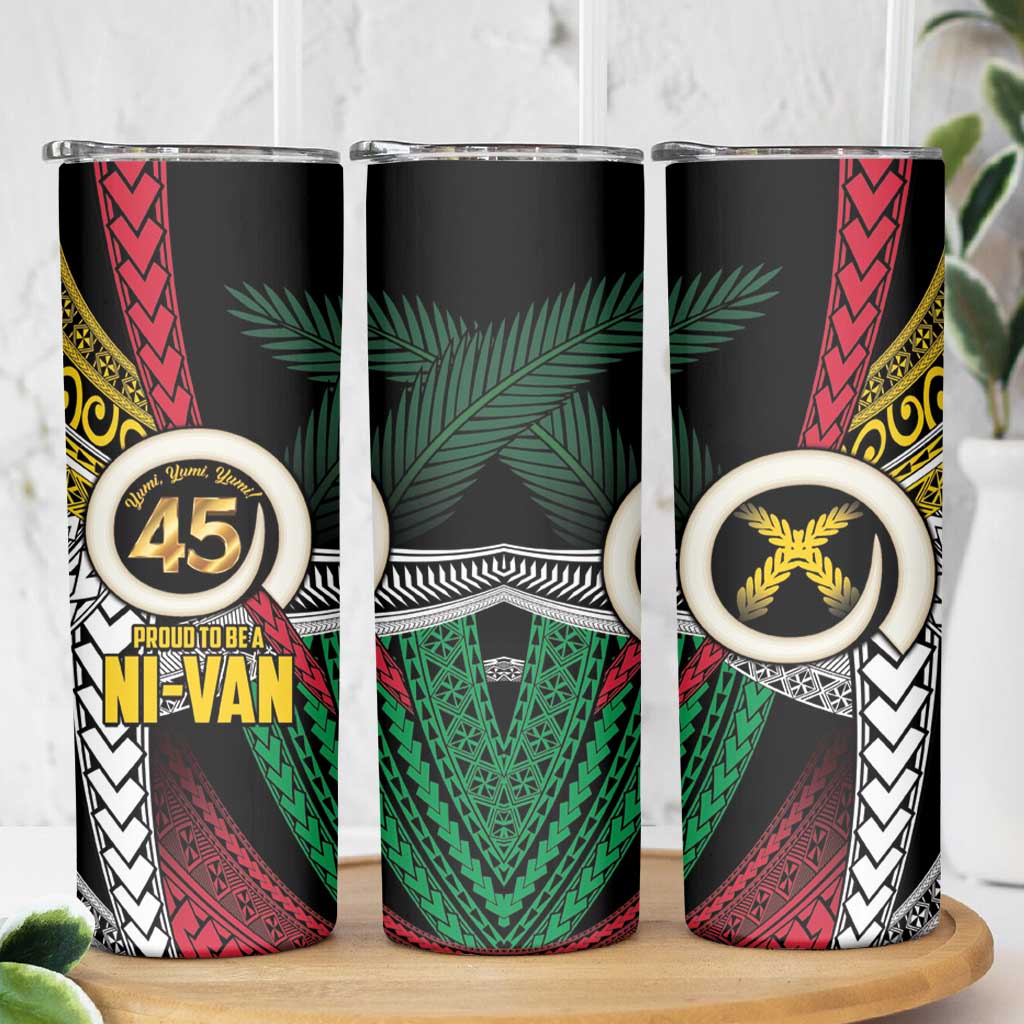 Ni-Van Vanuatu 45th Yumi Yumi Yumi Skinny Tumbler Vanuatuan Boar Tusk Polynesian Pattern