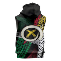 Ni-Van Vanuatu 45th Yumi Yumi Yumi Sleeveless Zip Hoodie Vanuatuan Boar Tusk Polynesian Pattern - Polynesian Pride
