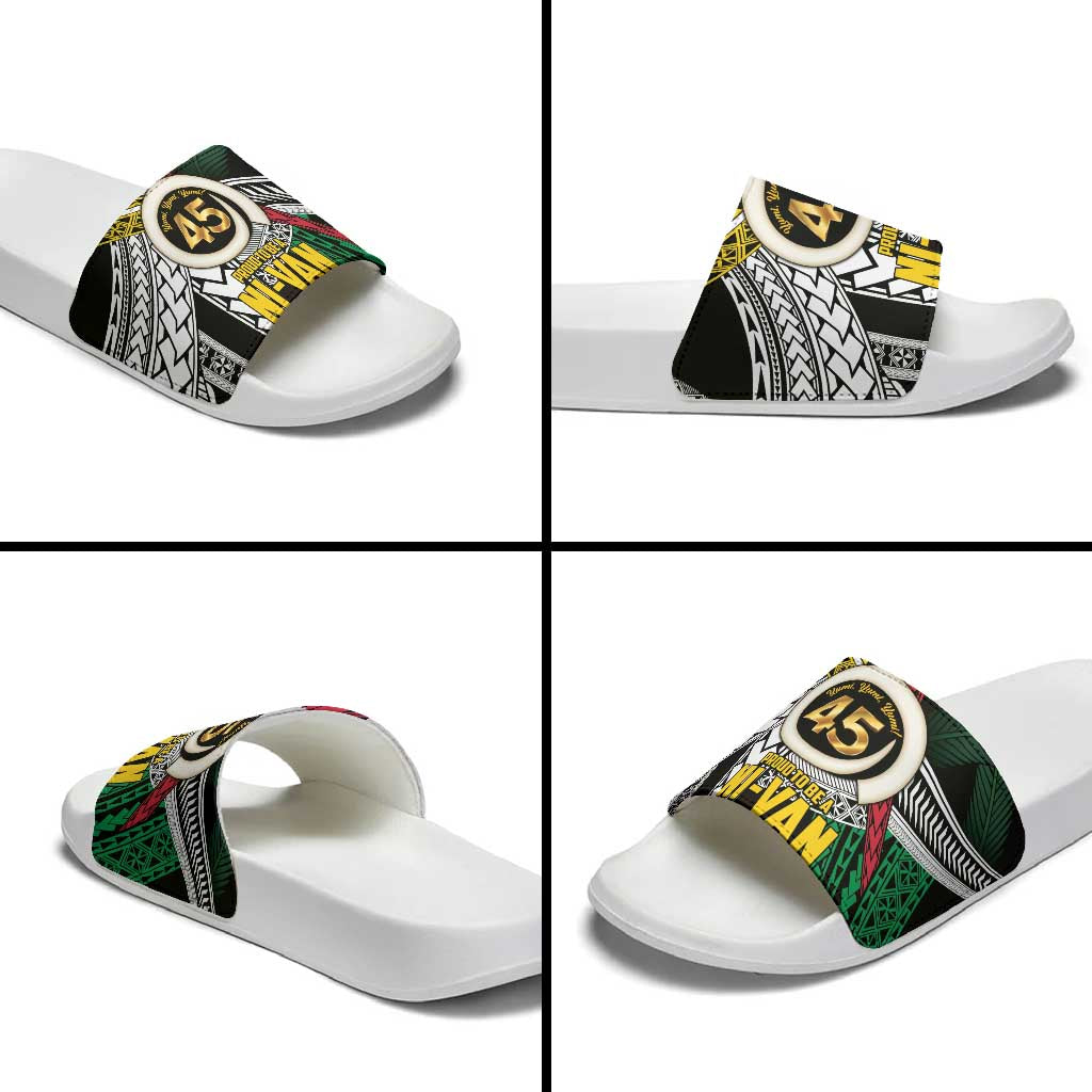 Ni-Van Vanuatu 45th Yumi Yumi Yumi Slide Sandals Vanuatuan Boar Tusk Polynesian Pattern - Polynesian Pride