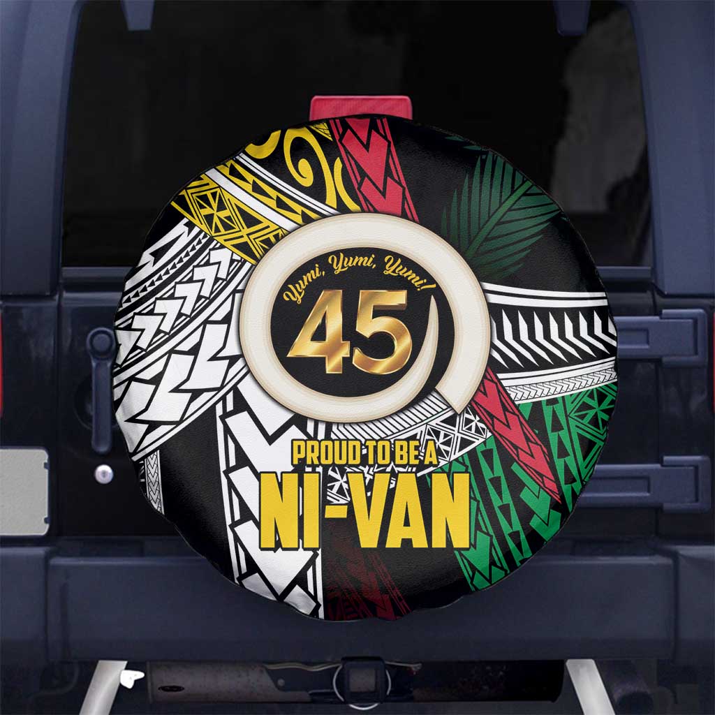 Ni-Van Vanuatu 45th Yumi Yumi Yumi Spare Tire Cover Vanuatuan Boar Tusk Polynesian Pattern